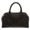 Image 1 : Chanel Black CC Quilted Caviar Leather Mini Bowler Bag