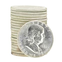 Tube of 20 1962 Franklin US Half Dollars