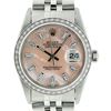 Image 1 : Mens Rolex Stainless Steel Pink MOP Baguette Diamond Datejust Wristwatch
