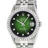 Image 1 : Rolex Stainless Steel Green Vignette Diamond DateJust Men's Watch