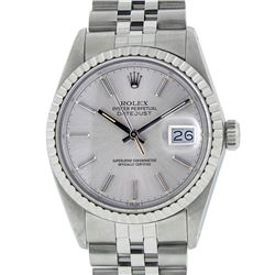 Rolex Mens Stainless Steel Silver Index DateJust Men's Wristwatch