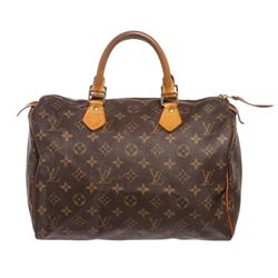Louis Vuitton Monogram Canvas Leather Speedy 30 cm Bag