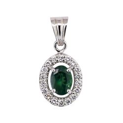 1.50 ctw Alexandrite And Diamond Pendant - 14KT White Gold