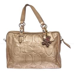 Coach Metallic Gold Monogram Leather Tote Bag