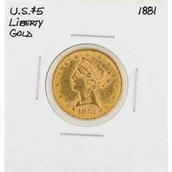 1881 $5 Liberty Head Half Eagle Gold Coin