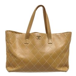 Chanel Beige Quilted Leather Surpique Stitch Large Tote Bag