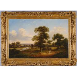 A River Landscape with Cattle Grazing