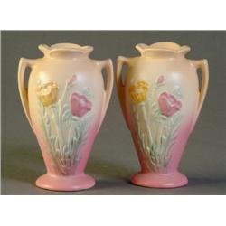Pair of Small Hull Vases with Poppies