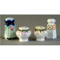 Pair of salt/pepper shakers and two unmatched 