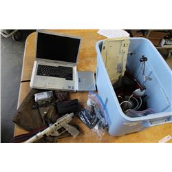 TOTE OF CAMCORDERS PAINT BALL GUN AND ELECTRONICS