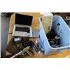 Image 1 : TOTE OF CAMCORDERS PAINT BALL GUN AND ELECTRONICS