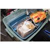 Image 1 : TOTE OF TOOLS SOCKET SET AND TOY CHAINSAW