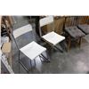 Image 1 : THREE STACKING METAL AND WHITE CHAIRS