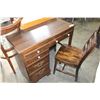 Image 1 : SINGLE PEDESTLE WALNUT DESK AND CHAIR
