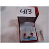 Image 1 : 14KT YELLOW GOLD GENUINE RUBY AND MOONSTONE EARRINGS RETAIL $600.00