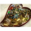 Image 1 : HEART SHAPED JEWEELERY BOX WITH BEAD AND STONE JEWELERY