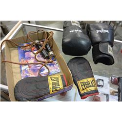 TWO SETS OF BOXING GLOVES ETC