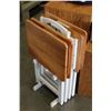 Image 1 : WHITE AND MAPLE TV TRAY SET ON STAND