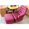 Image 1 : RED ROCKING SWIVEL CHAIR AND OTTOMAN