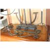 Image 2 : THREE IRON CANDLESTANDS AND TWO IRON WALL HOOKS
