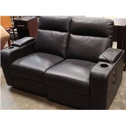 NEW HOME ELEGANCE DOUBLE POWER RECLINING THEATRE LOVESEAT WITH CONSOLES