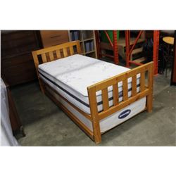 PINE TRUNDLE BED FRAME WITH MATTRESS