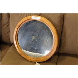 ROUND PINE WALL MIRROR