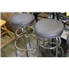 Image 2 : THREE GREY LEATHER SEAT BARSTOOLS