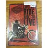 Image 1 : NEW 8 INCH BY 12 INCH TIN HARLEY DAVIDSON SIGN