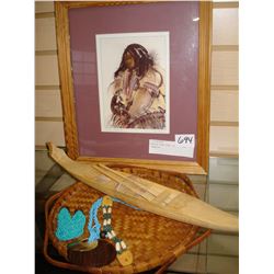 NATIVE TRAY BOAT PICTURE AND JEWELLRY