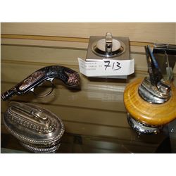 LOT OF TABLE TOP LIGHTERS AND GUN LIGHTER