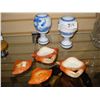 Image 2 : PAIR OF LIDDED CHINA CRAB DISHES AND PAIR OF TEALIGHTS