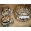 Image 1 : THREE GLASS VASES WITH SHELLS AND CORAL