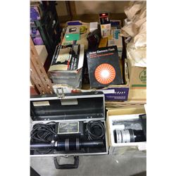 BOX OF VINTAGE CAMERA SUPPLIES AND ACCESSORIES