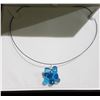 Image 2 : 14KT WHTIE GOLD NATURAL BLUE TOPAZ 2.70CT TEARDROP BEEHIVE CUT NECKLACE