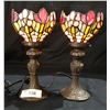 Image 2 : PAIR TIFFANY STYLE STAINED GLASS TABLE LAMPS