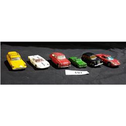 LOT OF 6 VINTAGE CORGI & DINKY DIE CAST CARS