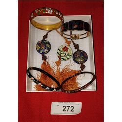 LOT OF 4 CLOISONNE BRACELETS & 3 PENDANTS