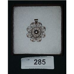 VICTORIAN STERLING SILVER FLOWER PENDANT