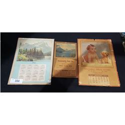 1946,1952 & 1962 VINTAGE CALENDARS