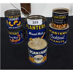 LOT OF 6 VINTAGE PLANTER'S NUTS TINS