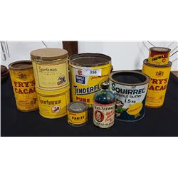 LOT OF 9 VINTAGE COLLECTIBLE TINS & BOTTLE