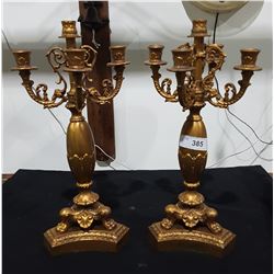 PAIR GILT METAL CANDELABRA