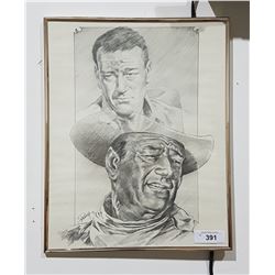 ORIGINAL PENCIL DRAWING OF JOHN WAYNE