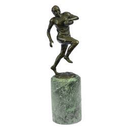 Trophy Football Player Bronze Sculpture on Marble Base Statue