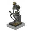 Image 1 : Thinker Skeleton Bronze Sculpture on Marble Base Statue