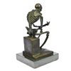 Image 8 : Thinker Skeleton Bronze Sculpture on Marble Base Statue