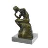 Image 1 : Thinker Symbol of Philosophy Bronze Sculpture on Marble Base Figure