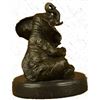 Image 8 : Laughing Mother Elephant With Cub Bronze Sculpture
