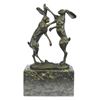 Image 1 : Two Hares Boxing Bronze Sculpture